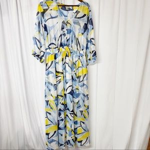 Enfocus Studio Woman NWT Sheer Abstract Print Maxi Dress size 18 W